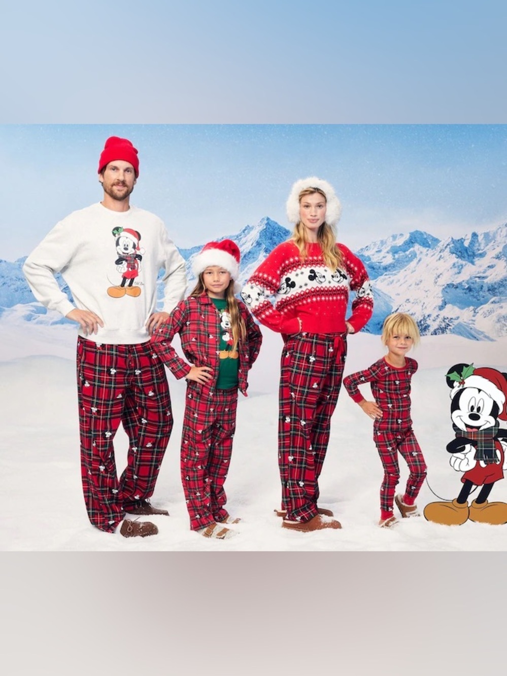 Old navy x Disney unisex plaid Mickey&Mini adjustable wide leg pajama pants